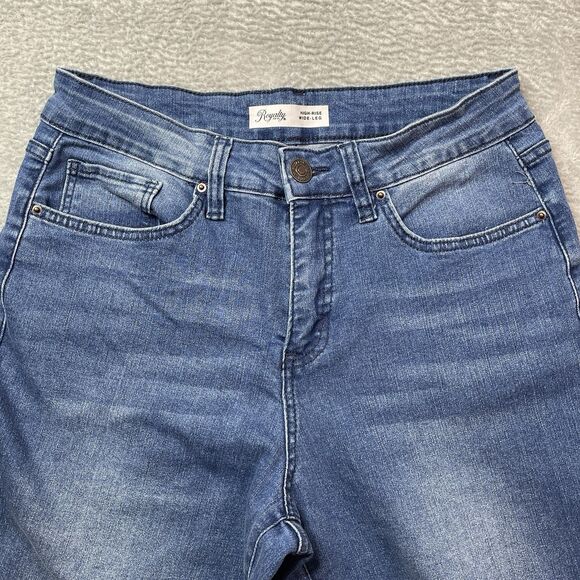 Royalty For Me Denim Blue Jeans Size 10 High Rise Wide Leg Boho Preppy Coastal - Picture 6 of 12